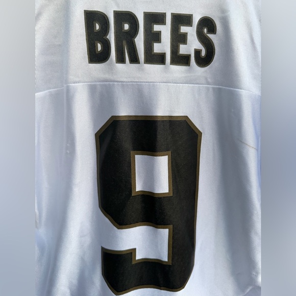 NFL Team Apparel New Orleans Saints Drew Brees #9 Black & White Football Jersey - Picture 5 of 8